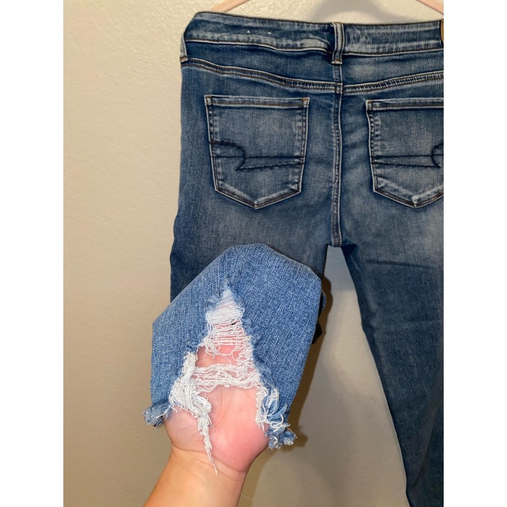 Cool Blue, Distressed AE Cropped Jeans